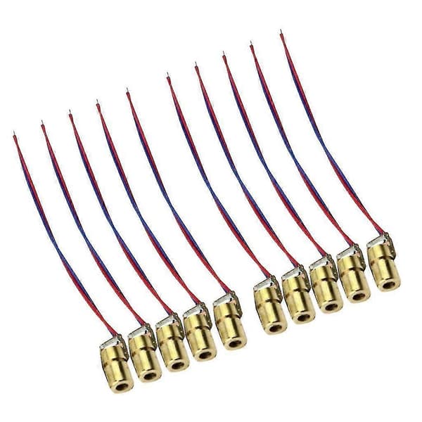 10 stk. 5V 650nm 6mm 5mW Mini Laser Dot Diode Modul Kobberhode Rød