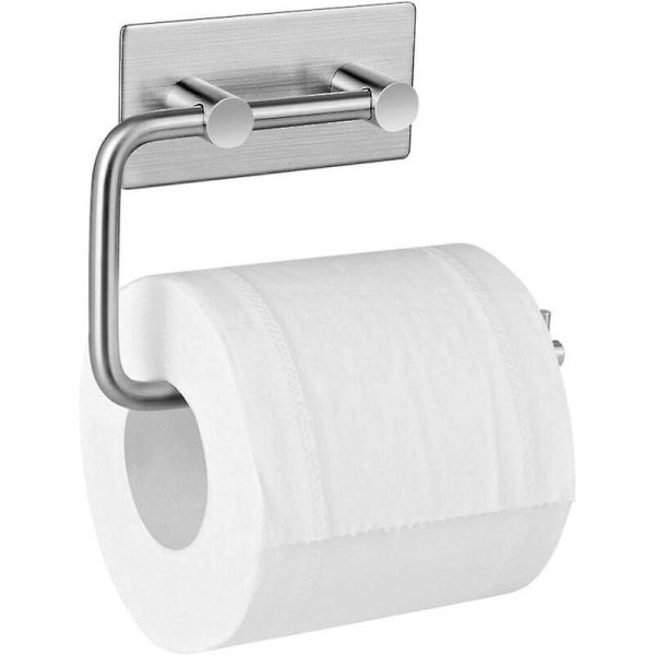 Selvklæbende toiletpapirholder, børstet rustfrit stål, toiletrulleholder uden boring