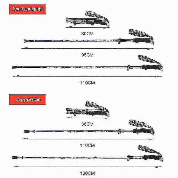 5-sektions foldbare vandrestave, vandrestav vandring antishock - green 110-130cm