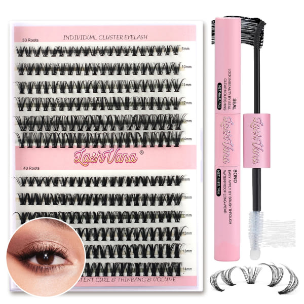 Øyenvipper 240 STK Clusters Lash Bond and Seal Makeup verktøy DIY Lashes Extension kit for liming Lashes Liming Lim Accessories
