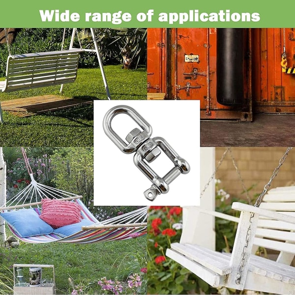 M8-2stk 304 rustfritt stål svingbar sjakkel, øye til øye svingbar ring, for å henge Crday-gave