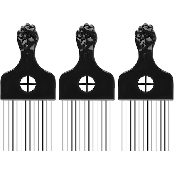 3 kappaletta Afro-kampa hiusmetallipiikki peruukille punosmuotoiluun, musta