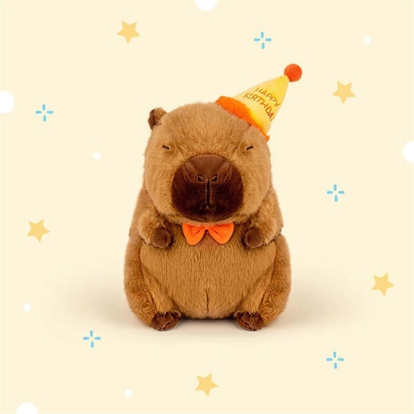Capybara Plysjdukke Søt Anime Fluffy Leke Kawaii Plysj Happy Birthday Dukke Gave til Kjæreste Myke Kosedyr