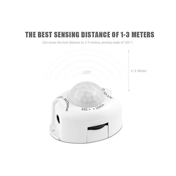 12v LED-remsa med rörelsesensor, vattentät Ip65 (5m, vit)