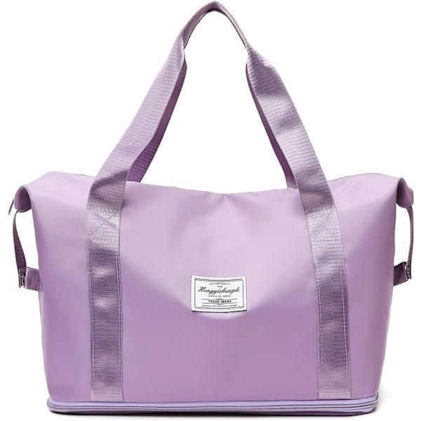 Reise Duffel Bag, Håndveske Sports Gym Bag med Tørr Våt Separert, Vanntett Stor Trenings Duffel Bag, Overnatting Bag for Reise, Sport(Lilla)