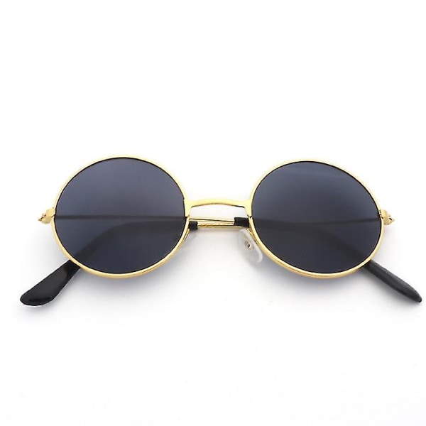 Retro små runda polariserade solglasögon för män kvinnor John Lennon stil-guld ram-(meili)