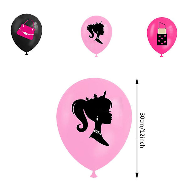 Barbie Rosa Tema Bursdagsfest Dekorasjoner for Voksne Barn Bursdagsfest Rekvisita & Gunst Inkluderer Gratulerer Med Dagen Banner, Ballonger, Kakepynt
