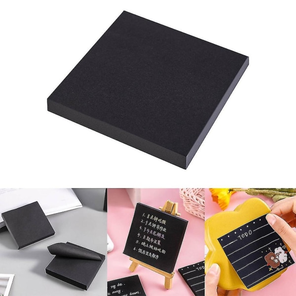 Black Sticky Notes, 10pcs Simple Sticky Notes Marker Flags Self-stick Memo Pads-k