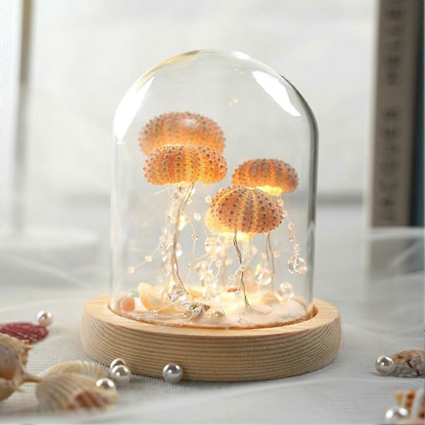 Sjøpiggskall Maneter Nattlampe DIY Materialsett Multifunksjonell Stilig Bordlampe for Rom Soverom USB