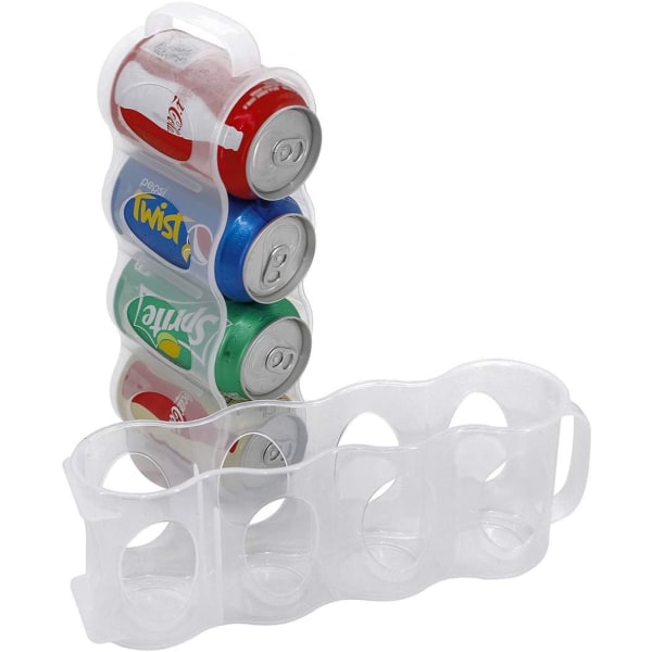 Bærbar sodavandsdåse-arrangør til køleskabshylde, øldåseholder, skydestativ til køleskabsopbevaring, klar plastik 2-pak.