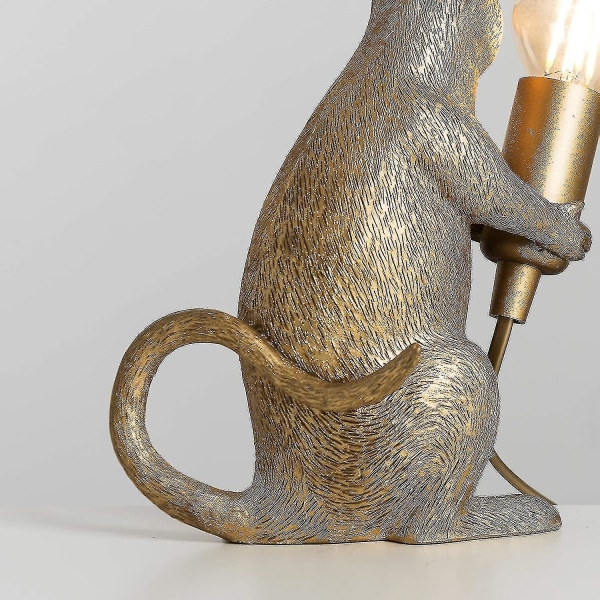 Moderne metallisk gullmalt rottedesign bordlampe dyr mus lampe Stue Spisestue Soverom Bordlampe
