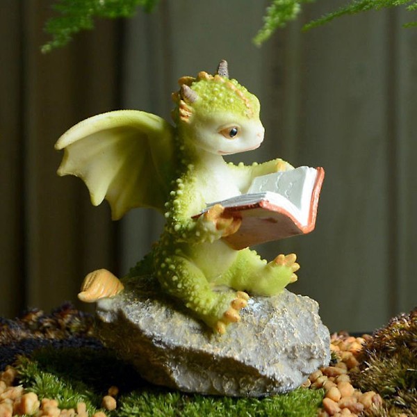 Söt Drakstaty Landskap Resin Figurer Trädgårdshantverk Dekorationer Djurprydnader Hem Bear Dragon