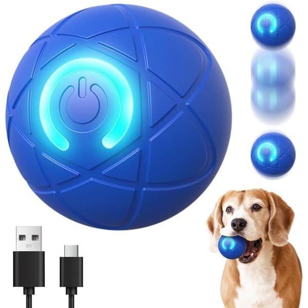 Smart interaktiv hundleksak, USB-uppladdningsbar, oförstörbar, med vibration och studs