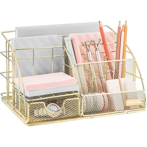 Desk Organizers And Accessories, Large, All In One Desk Organizer Pencil Holder With Drawer, Desktop Organizer With More Space Compatible With Office