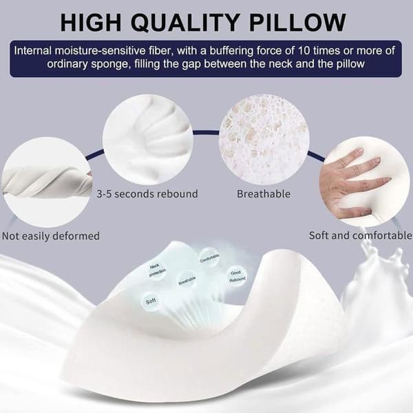 Memory Foam Cervicalpute, Komfortable Ergonomiske Bueformede Puter, Ortopedisk Pute for Sove