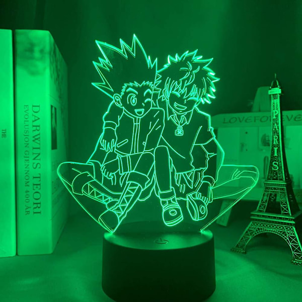 Wekity 3D nattlampa Akryl 3D lampa Anime Hunter X Hunter Killua och Gon för sovrumsdekor Nattlampa Födelsedagspresent LED nattlampa Manga Killua