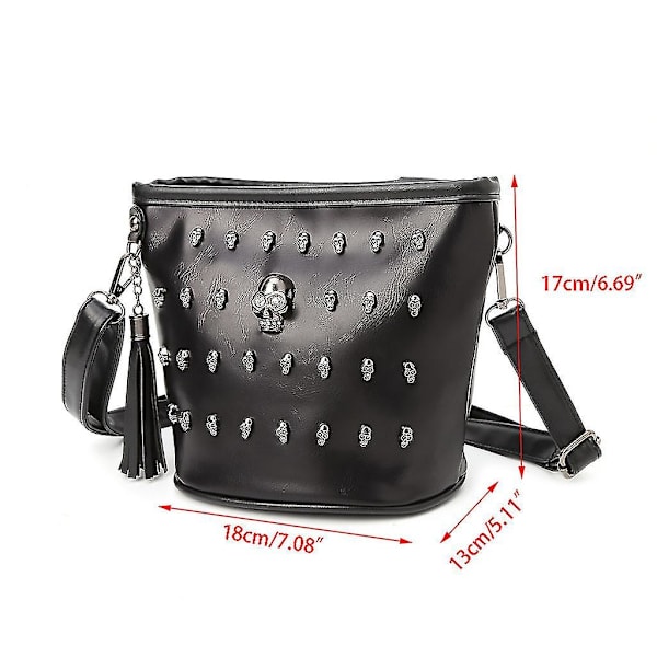Muodikkaat naiset Kallo Punk Goth Tupsu Lähetti Olkalaukku Crossbody Käsilaukku