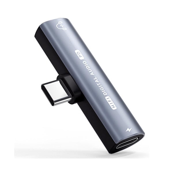 2-i-1 USB Typ-C till USB C/3,5mm Hörlursadapter Hörlurs DAC Ljudomvandlare 32Bit/384KHz Digital