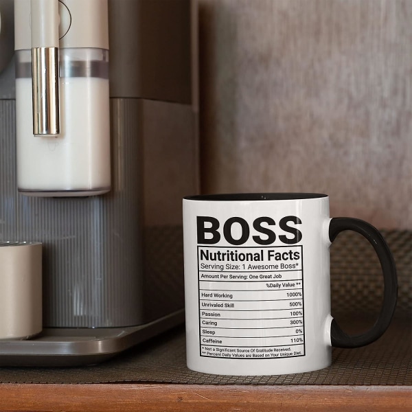 Boss Mug Kontoret Fødselsdagsgaver Til Boss Kvinder Mænd Sjove Arbejdsgaver 1 Boss Kaffekrus Boss Lady Seje gaver til Boss Boss Ernæringsfakta Bedste C