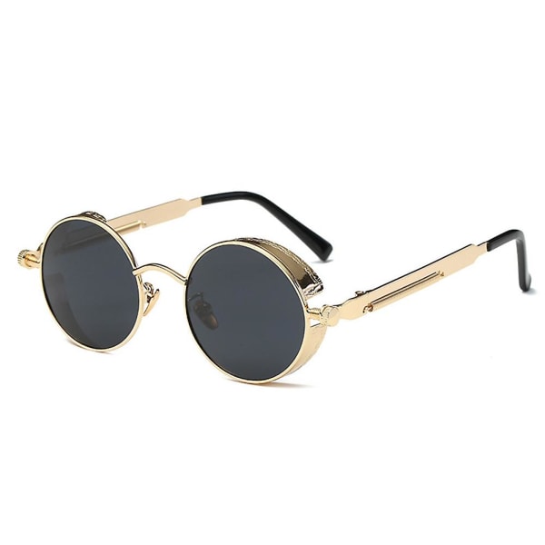 Herr & Dam Retro Vintage Solglasögon Steampunk Runda Metall UV400 Solglasögon