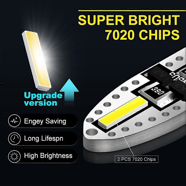 10/4 st W5W T10 LED Canbus 168 194 Glödlampa Bil Interiör Sida Backljus Felfri 6000K Super Ljust Vit white 4Pcs