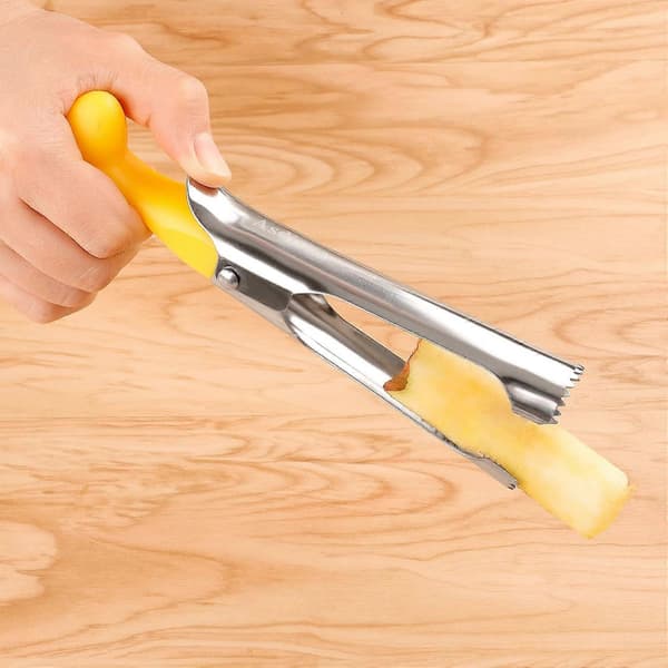 Eplekjernefjerner, Eplekjernefjerner med ABS-håndtak, Taggete rustfritt stålblad, 17,5 cm, Gul