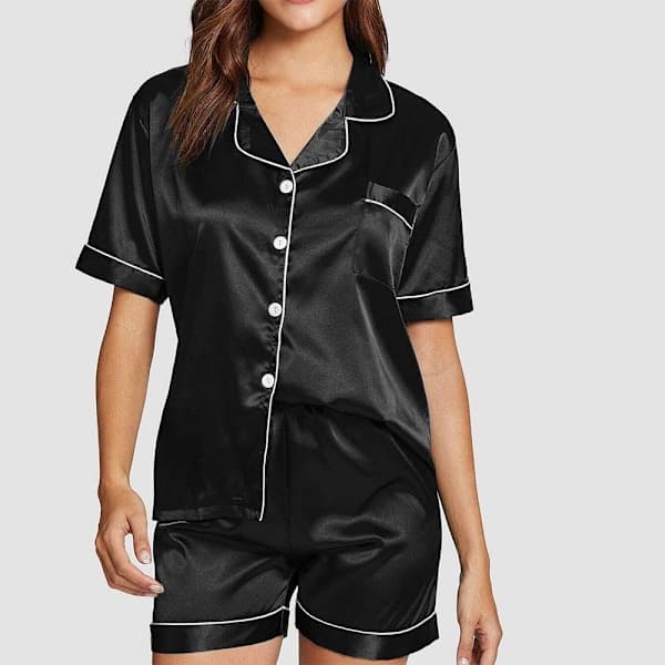 Kvinders Silke Satin Korte Pyjamas Sæt satin pyjamas kvinders pyjamas-FA- XL XL