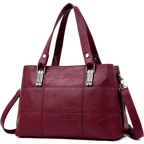 Håndtasker til damer Top Handle Læder Skulder Crossbody Tasker Dame Tote Messenger Designer Punge (Bordeaux)