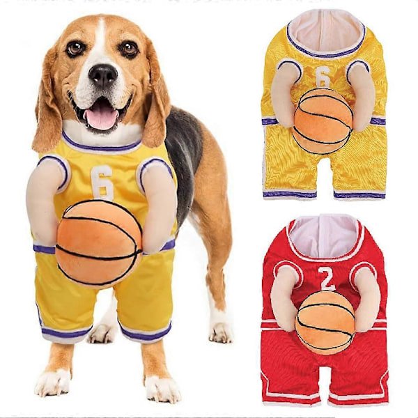 Basketbollshundkostym för Daglig Personlig Festivalfestkläder för Små och Mellanstora Hundar Yellow S