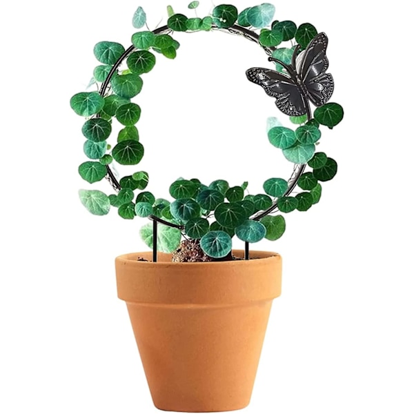Metall Järn Rund Hjärtformad Trädgård Växtstöd Stake Stativ För Diy Krukväxter Klättring Växter Blomma Grönsaker Vinrankor (svart)2st