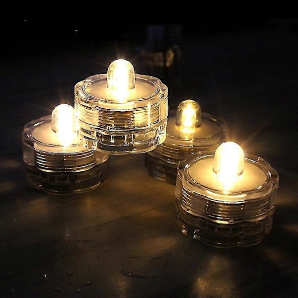 12 stk. Senkbare LED-lys, vanntette telys, dam- og fiskefeiring flammeløse LED-telys Q