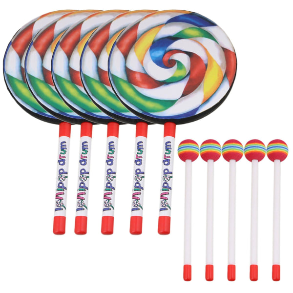 5 stykker 7,9 tommer Lollipop Shape Tromme Perkusjon Utdanningsleker for barn