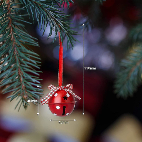 2 jättimäistä soittokelloa metallikellojen koristelu Yhteensopiva joulukuusen jingle Bells kanssa Monivärinen punainen ja valkoinen metallikellot 4 * 4 cm
