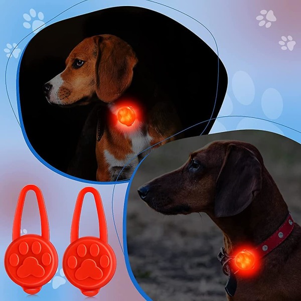 2 stycken Glow Dog Collar Light 3 lägen Silikon katthundslampor för nattpromenader