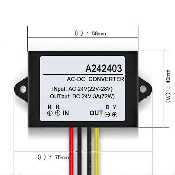 AC 24V til DC 24V 1/2/3A Mini Vanntett Strømforsyningsomformer Adaptermodul Qinhai 1A