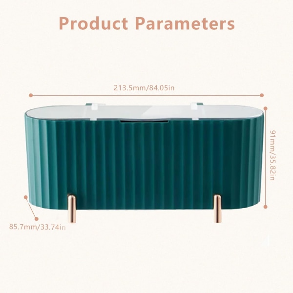 Meikkien järjestäjä Säilytyslaatikot, ABS-pidike, 3 osastoa Kylpyhuoneen järjestäjä Kauneuden meikkien säilytyslaatikko Vanulapuille, Vanupuikolle, Vihreä