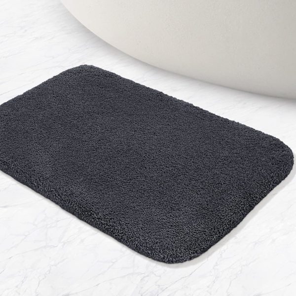 Tjock badrumsmatta för badrum, absorberande, ultramjuk matta, fluffig mikrofibermatta vid sängen, snabbtorkande, maskintvättbar - 40 x 60 cm (svart)