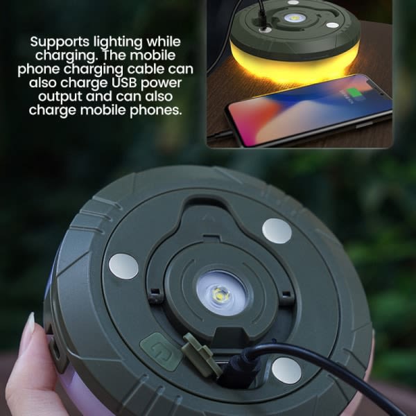2-i-1 LED-campinglykta och ljusslinga - Vattentät och bärbar för utomhusbruk - USB-laddningsbar multifunktionell campinglampa! colourful 8M