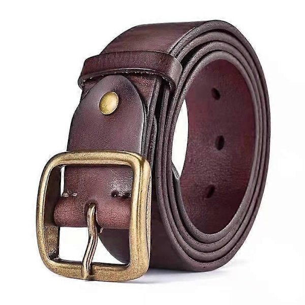 Paul Äkta Läder Herr Miss Belt Äkta Läder Spänne Årets Ox Retro Ren Kohud Jeans Midja coffee 120cm