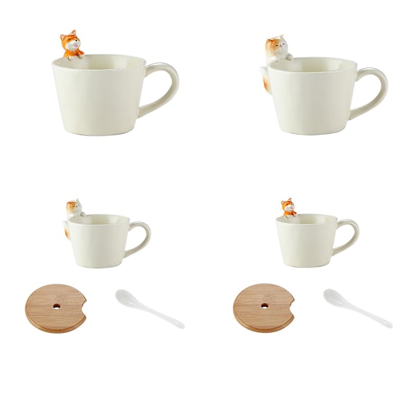 15% Rabat på Kaffe Kop i Form af Kawaii Dyr, 3D Tekop med Låg og Ske til Valentinsdag, Morsdag cat A cup