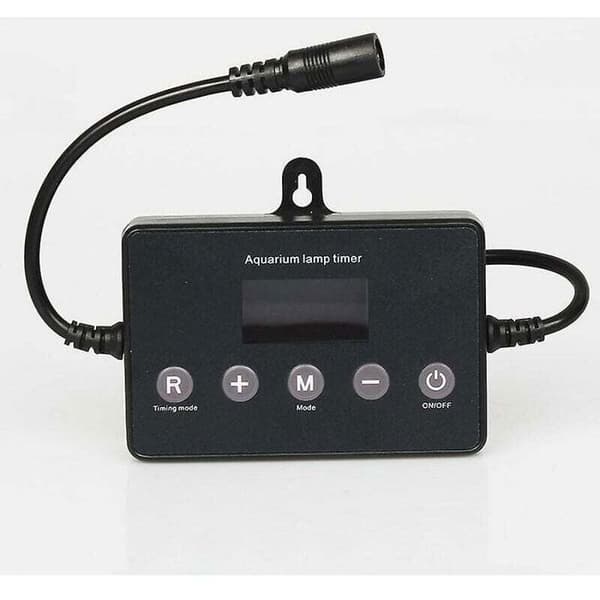 Akvarium LED lysdæmper, 12-24V kompatibel, lysstyrke/tidsstyring, solopgangseffekt, timerfunktion.