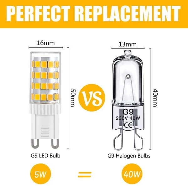 G9 LED-lampa - 5W - Varmvit - 3000K - 10-pack