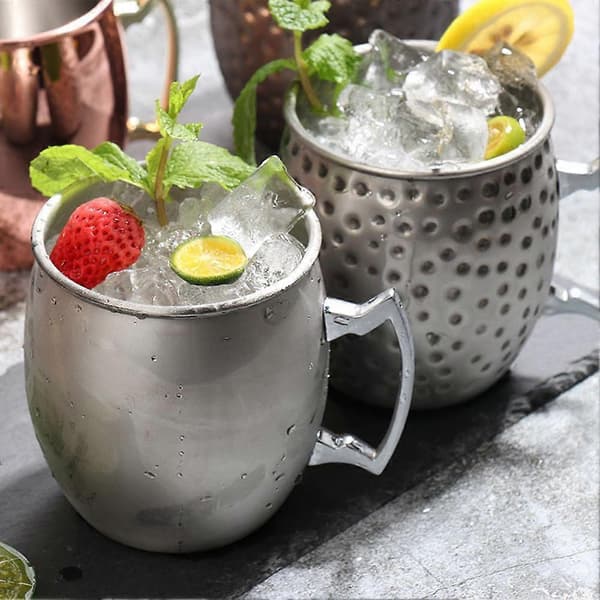 Moscow Mule Kopp Rustfritt Stål Vinkopp Cocktail Drikkekopp 530ml Black Dot