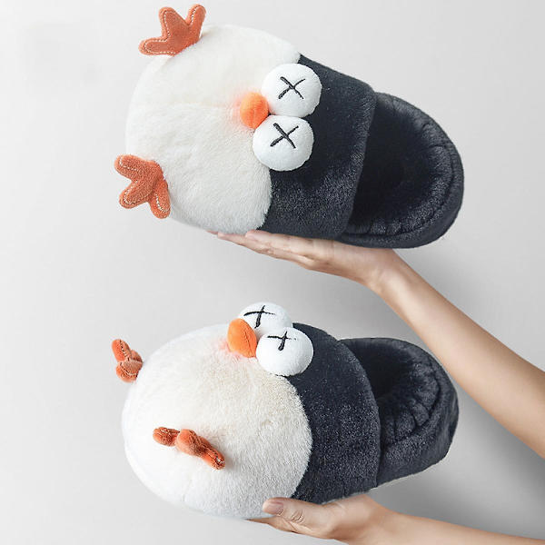 Naisten söpöt pingviini-eläinsandaalit Uutuus Mukavat Karvaiset Sandaalit Pehmeät Plushiset Talviset Lämpimät Kotisandaalit 7.5-8