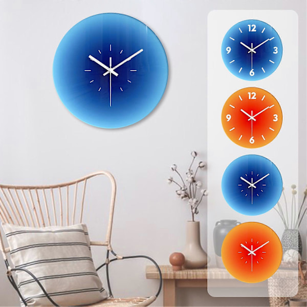 30 cm Paristokäyttöinen Seinäkello Karkaistu Lasi Hiljainen Kvartsi Ei-tikittävä Moderni Yksinkertainen Koristeellinen Seinäkello Kodin Sisustus QingHai Orange B