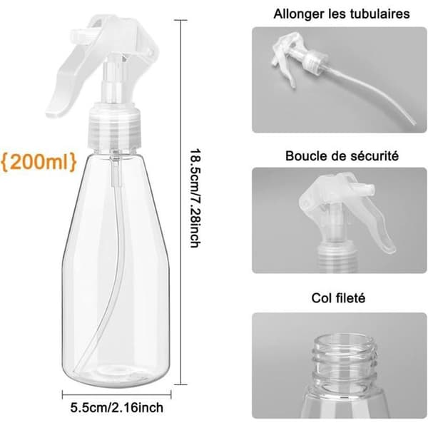 Tomma sprayflaskor (200 ml), set om 3, klar plast, för hårstyling, växter och vattendimma – Fei Yu