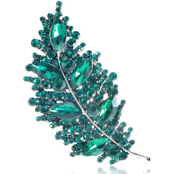 Elegant Unikke Blade Brosche Grøn Rhinestone Krystal Brosche Pin Kvinder Piger Kubisk Zirkonia Revers Tørklæde Tøj Corsage Tilbehør Smykker