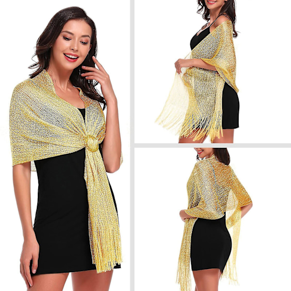 Kvinners Sjal Wrap Skjerf, Kvinners Foulard Sjal Glitrende Skjerf Stjålet For Seremonier Aftenfest Bryllup
