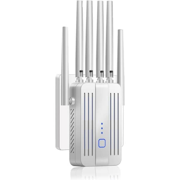 Kraftig WiFi-repeater/forsterker – 6 antenner – Repeater/AP-moduser – 360° full dekning – Hvit