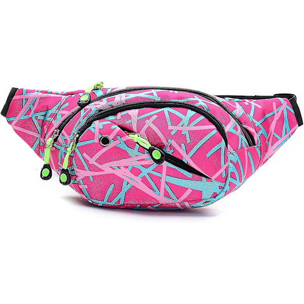 Bälte Väska Midjeväska, Fashion Bumbag För Kvinnor Män, 4 Fickor Justerbar Midjeväska För Löpning Vandring Rosa